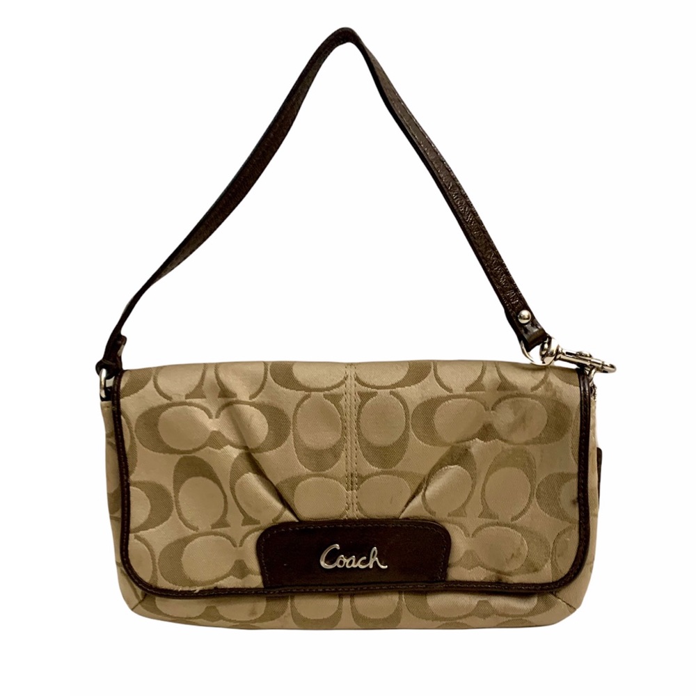 Coach signature monogram flap mini wallet bag